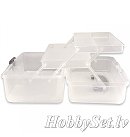 Tukša plastmasas kaste mākslinieku piederumu pārnēsāšanai/ uzglabāšanai ar rokturi, caurspīdīga, 35x1