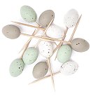 Mini olas uz kociņa, 2,5cm, 12 gab., piparmētru/ pelēkas/ baltas