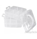Tukša plastmasas kaste ar rokturi, 3x6 nodalījumi, 15.5x15.5x12.9cm, caurspīdīga
