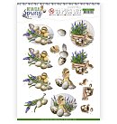 Izgrieztu motīvu loksne 3D atklātnēm "Amy Design - Botanical Spring - Happy Ducks", A4, 1 loksne