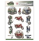 Izgrieztu motīvu loksne 3D atklātnēm "Amy Design - Vintage Transport - Moped", A4, 1 loksne