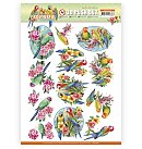 Izgrieztu motīvu loksne 3D atklātnēm "Amy Design - Colourful Feathers - Parrot", A4, 1 loksne