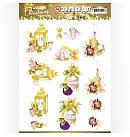 Izgrieztu motīvu loksne 3D atklātnēm "Precious Marieke - Golden Christmas - Christmas Lantern", A4, 1 loksne, ZS