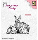Silikona zīmogs "Spring: Rabbit family", 60x45mm