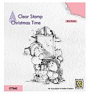 Silikona zīmogs "Christmas time - Present delivery", 5.5 x 7.5cm