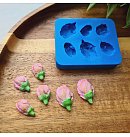 Silikona forma "Roze", stils 6, pumpuri, 6 elementi, ~ 0.8-1.8 cm, H:0,5 cm