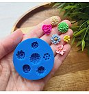Silicone mold "Set of flowers", style 3, 6 elements, ~ 0.8-1.4 cm, H:0.2-0.6 cm