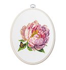 Izšūšanas komplekts krustdūrienā + izšūšanas riņķis "Rozella Peony", 12x12 cm