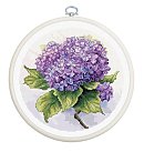 Izšūšanas komplekts krustdūrienā + izšūšanas riņķis "Hydrangea", 17x17 cm