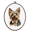 Izšūšanas komplekts krustdūrienā + izšūšanas riņķis "The Yorkshire Terrier", 12x17cm