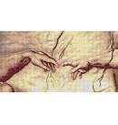 Kanva ar zīmējumu izšūšanai krustdūrienā, 100% kokvilna, "Fragment from Michelangelo - Creation of Adam", 20.5x40 cm
