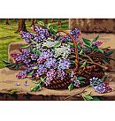 Kanva ar zīmējumu izšūšanai krustdūrienā, 100% kokvilna, "Still Life with Lilacs", 50x70 cm