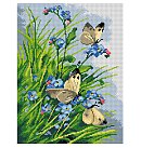 Kanva ar zīmējumu izšūšanai krustdūrienā, 100% kokvilna, "Butterflies", 30x40 cm