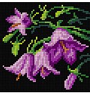 Kanva ar zīmējumu izšūšanai krustdūrienā, 100% kokvilna, "Flowers Bells", 15x15 cm