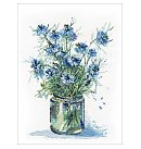 Izšūšanas komplekts krustdūrienā "Nigella Bouquet", 20x27cm