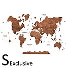 Koka pasaules karte "Walnut Brown", S izmērs, 100x60cm, EXCL