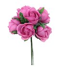 Dekoratīvie auduma ziedi "Rose medium", D: 26 mm, orchide, 6 ziedi buntē