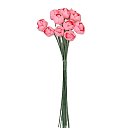 Dekoratīvie papīra ziedi "Paper Rosebud mini", D: 9 mm, pink, 12 ziedi buntē