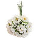 Dekoratīvie auduma ziedi "Daisy", D: 16 mm, white, 12 ziedi buntē