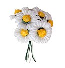 Dekoratīvie auduma ziedi "Marguerite small", D: 28 mm, white, 6 ziedi buntē