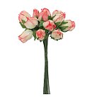 Dekoratīvie auduma ziedi "Rosebud", D: 12 mm, ivory-pink, 12 ziedi buntē