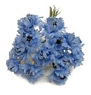 Dekoratīvie auduma ziedi "Cornfloret", D: 24 mm, blue, 12 ziedi buntē