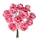 Dekoratīvie papīra ziedi "Paper-floweret", D: 17 mm, pink, 12 ziedi buntē