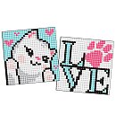 Diamond mosaic kit on a magnet "Cute kitty", 9x9cm, set of 2 pcs.
