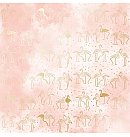 Skrapbukinga papīrs ar zelta folijas faktūru "Golden Flamingo Vintage pink watercolor", 30x30cm, 200g/ m2, vienpusējs