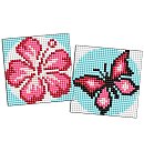 Dimantu mozaīkas komplekts ar uzlīmes pamatni "Pink colour", 2 gab. komplekts