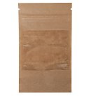 Papīra maisi "doypack" 11+7x18.5cm ar lodziņu, 250ml, ar zip-lock aizdari, brūni, 10 gab.