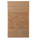 Papīra maisi "doypack" 8.5x5x14.5cm ar lodziņu, 100ml, ar zip-lock aizdari, brūni, 10 gab.