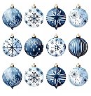 Salvetes dekupāžai, 33x33 cm, 2 gb, "Blue baubles", ZS