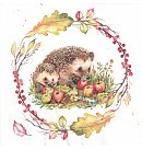 Salvetes dekupāžai, 33x33 cm, 2 gb, "Hedgehog Autumn Feast"