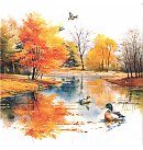 Salvetes dekupāžai, 33x33 cm, 2 gb, "Mallard Ducks at Autumn Pond"