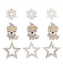 Krāsainie koka dekori "Fox&Co.", ar pašlīmējošo punktu, 2.8-4.5cm, 9gab.