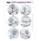 Izgrieztu motīvu loksne atklātnēm "Berries Beauties - White Winter Round", A4, 1 loksne, ZS