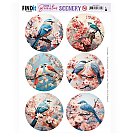 Izgrieztu motīvu loksne atklātnēm "Berries Beauties - Blue Bird - Round", A4, 1 loksne, ZS