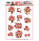 Izgrieztu motīvu loksne 3D atklātnēm "Yvonne Creations - Rose Decorations - Rose Bouquet", A4, 1 loksne