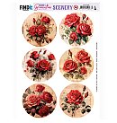 Izgrieztu motīvu loksne atklātnēm "Berries Beauties - Red Roses - Round", A4, 1 loksne, ZS