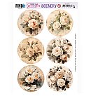 Izgrieztu motīvu loksne atklātnēm "Berries Beauties - Brocante Roses - Round", A4, 1 loksne, ZS