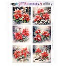Izgrieztu motīvu loksne atklātnēm "Berries Beauties - Poinsettia - Square", A4, 1 loksne, ZS