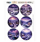 Izgrieztu motīvu loksne atklātnēm "Berries Beauties - Purple Village - Round", A4, 1 loksne, ZS