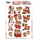 Izgrieztu motīvu loksne 3D atklātnēm " Berries Beauties - A Very Furry Christmas - Kitten", A4, 1 loksne