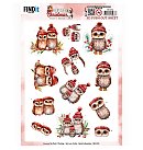Izgrieztu motīvu loksne 3D atklātnēm "Berries Beauties - A Very Furry Christmas - Owl", A4, 1 loksne