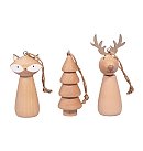 Koka dekors "Fox, Reindeer, Fir", 7-7.5cm, 1gab., dažādi dizaini