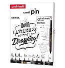 Marķieru komplekts "UNI PIN Lettering", 10 daļas
