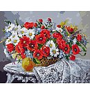 Komplekts gleznošanai pēc numuriem "Still life with poppies", audekls uz apakšrāmja, 40х50cm