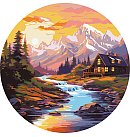 Komplekts gleznošanai pēc numuriem "House by the river", audekls uz apakšrāmja, D:39cm