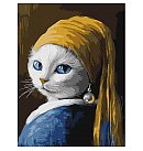 Набор для росписи по номерам "Cat with a pearl earring", холст на подрамнике, 30х40см